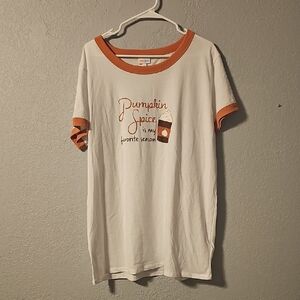 LuLaRoe Orange and White Crew Neck Tee